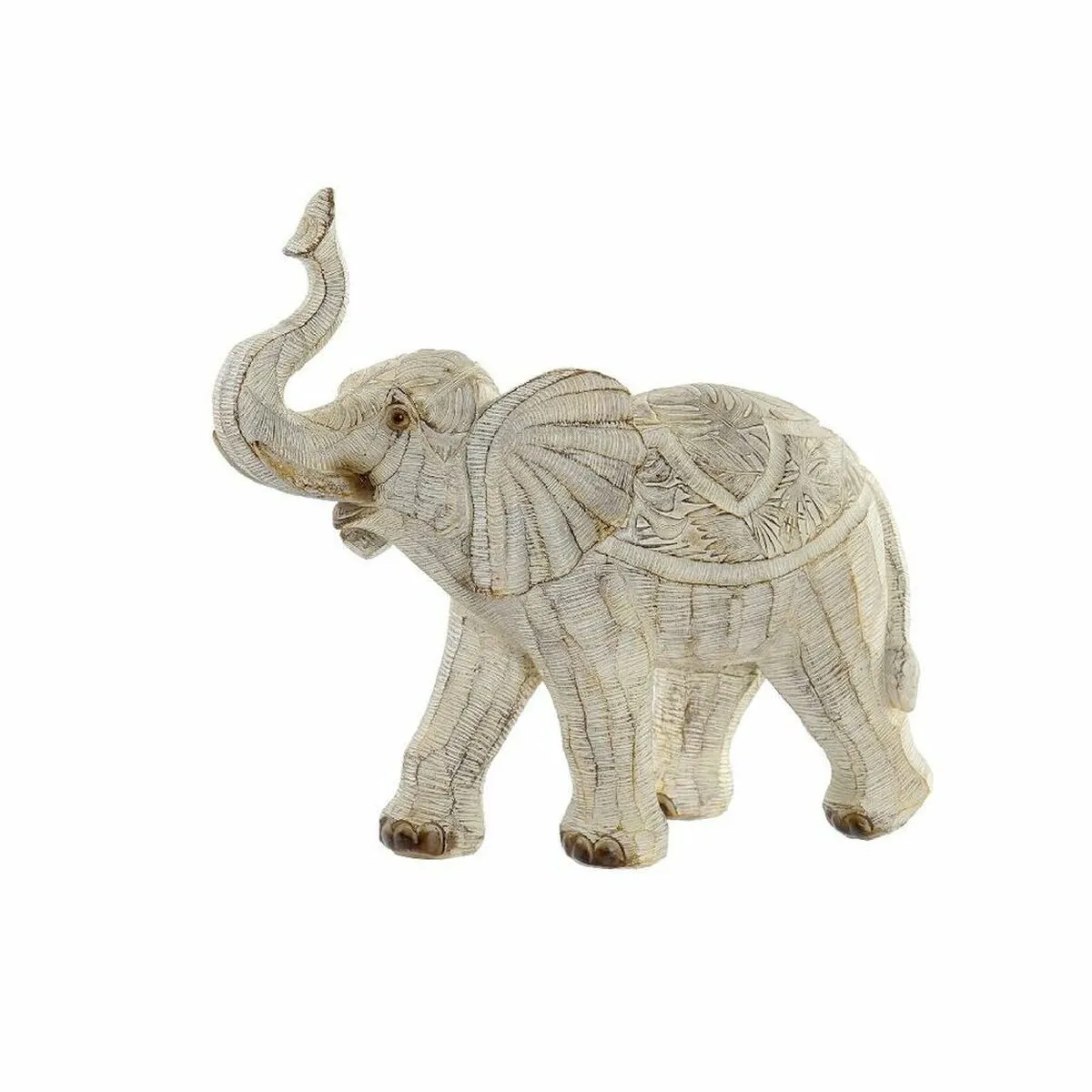 Statua Decorativa DKD Home Decor 27 x 12 x 24,5 cm Elefante Beige Coloniale Decapaggio