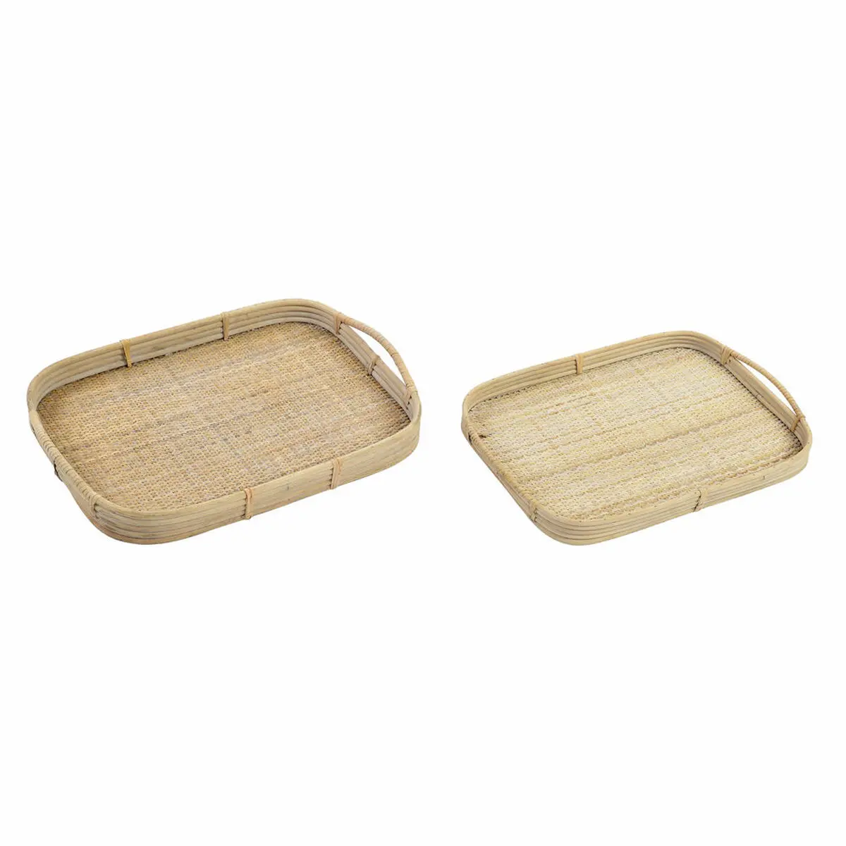 Set di Vassoi DKD Home Decor Marrone Rattan (51.5 x 36 x 7.5 cm) (44.5 x 31.5 x 6 cm) (2 pcs)