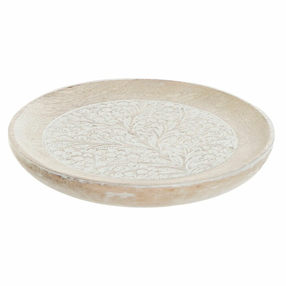 Svuotatasche DKD Home Decor Bianco Marrone Legno di mango 20,5 x 20,5 x 2,5 cm