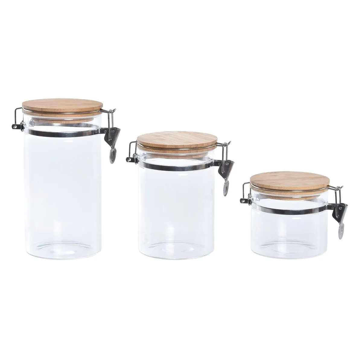 Set di 3 Barattoli DKD Home Decor Trasparente Naturale 14 x 10 x 26,3 cm