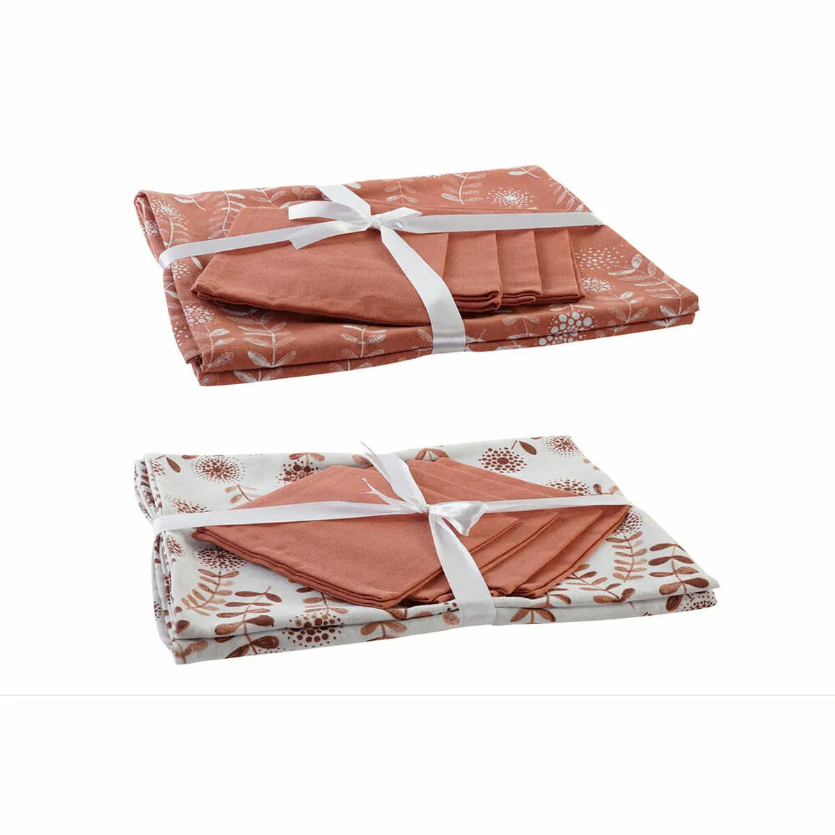 Tovaglia e tovaglioli DKD Home Decor Bianco Terracotta 150 x 150 x 0,5 cm (2 Unità)