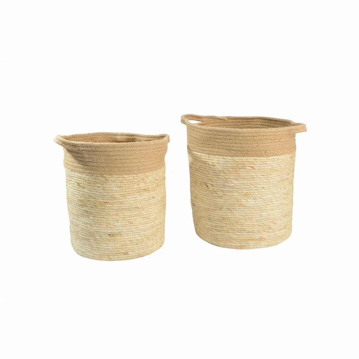 Set di Cesti DKD Home Decor Naturale Crema Fibra Iuta (2 pcs)