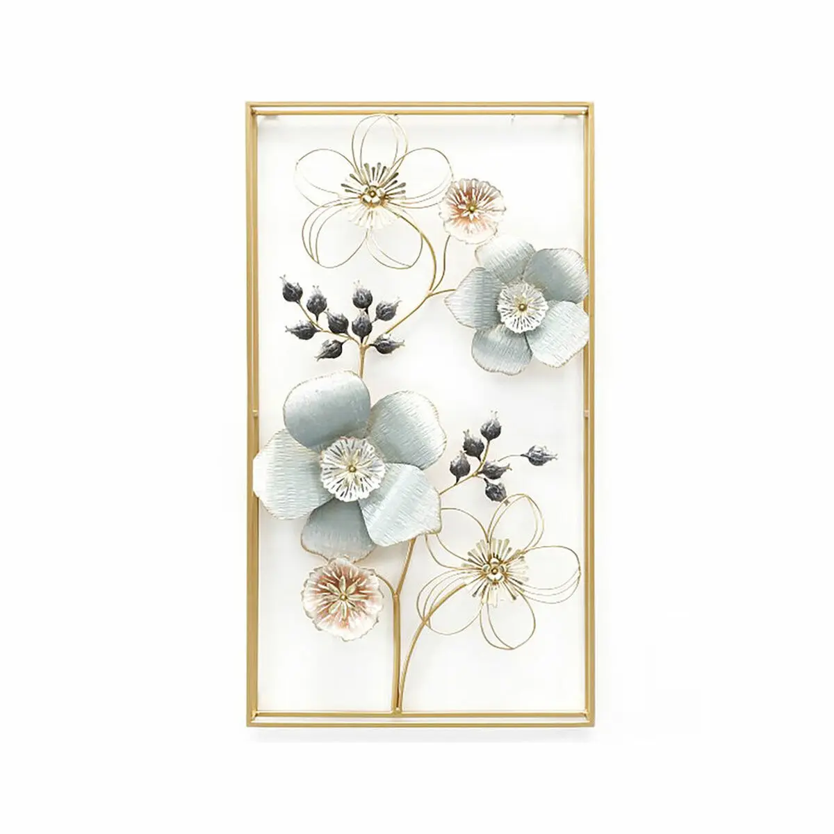 Decorazione da Parete DKD Home Decor Metallo Fiori (50 x 5.7 x 91 cm)