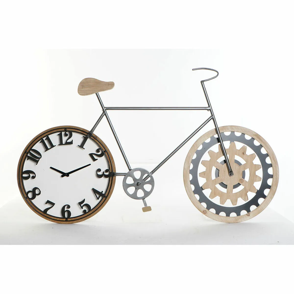 Orologio da Parete DKD Home Decor 108 x 6,4 x 63,5 cm Naturale Nero Bicicletta Metallo Legno MDF