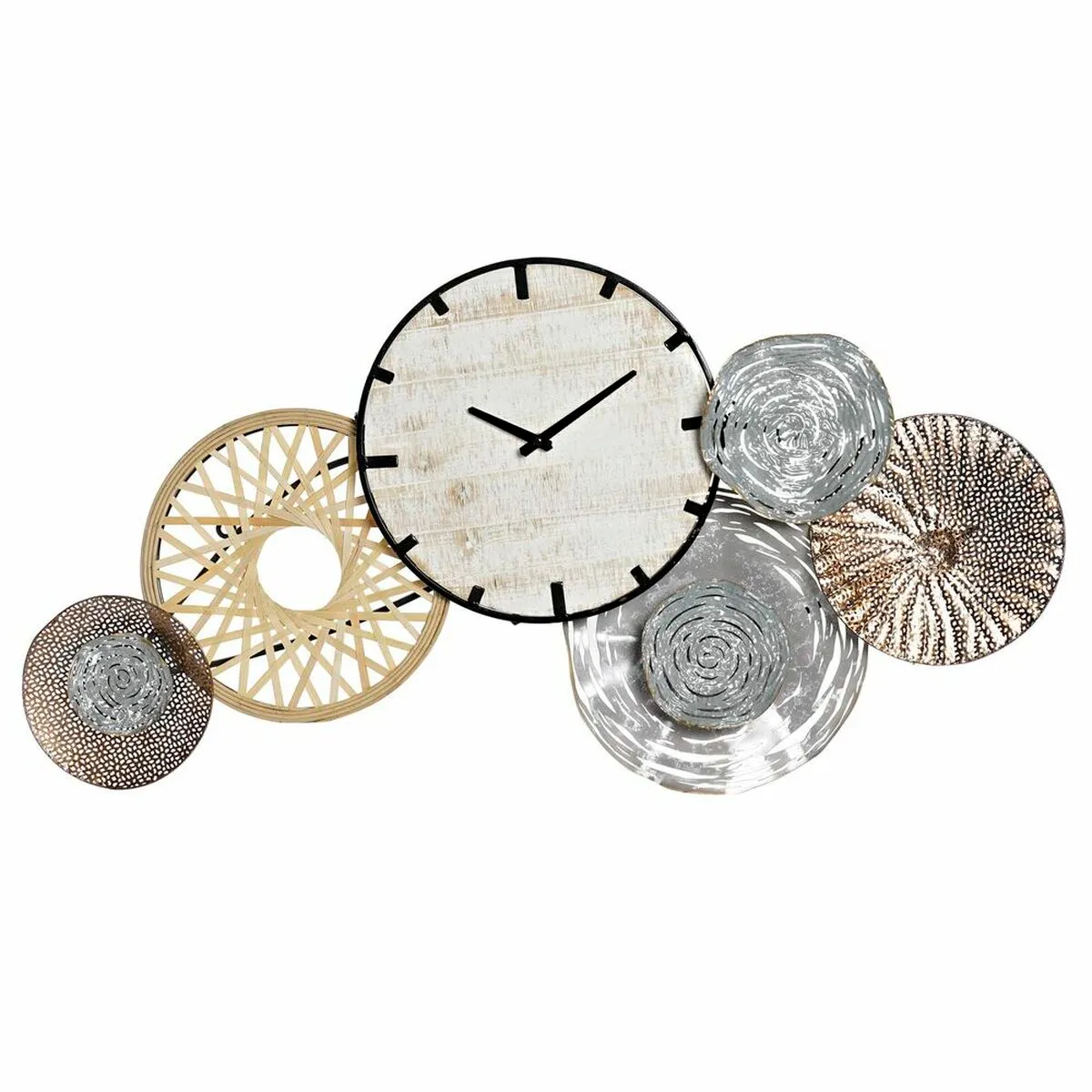 Orologio da Parete DKD Home Decor Grigio Metallo Cerchi Legno MDF (99 x 7.6 x 54.3 cm)