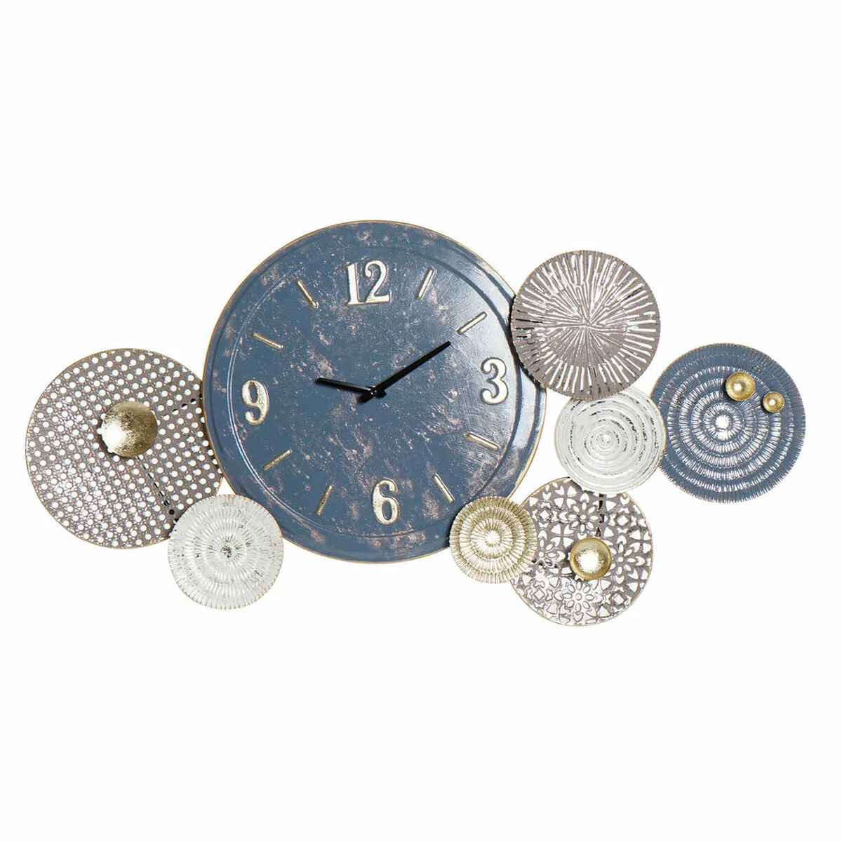 Orologio da Parete DKD Home Decor Azzurro Bianco Grigio Dorato Metallo Moderno Cerchi 95 x 7 x 47 cm