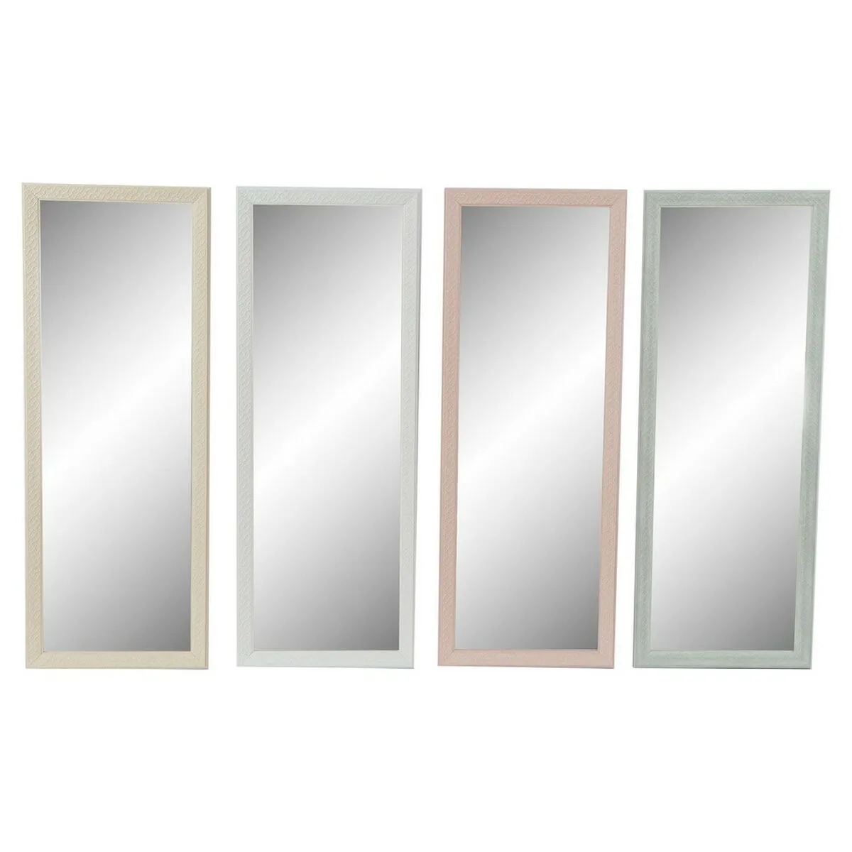 Specchio da parete DKD Home Decor Cristallo polistirene Plastica Bianco Verde Beige Rosa Città 36 x 2 x 96 cm (4 Unità)