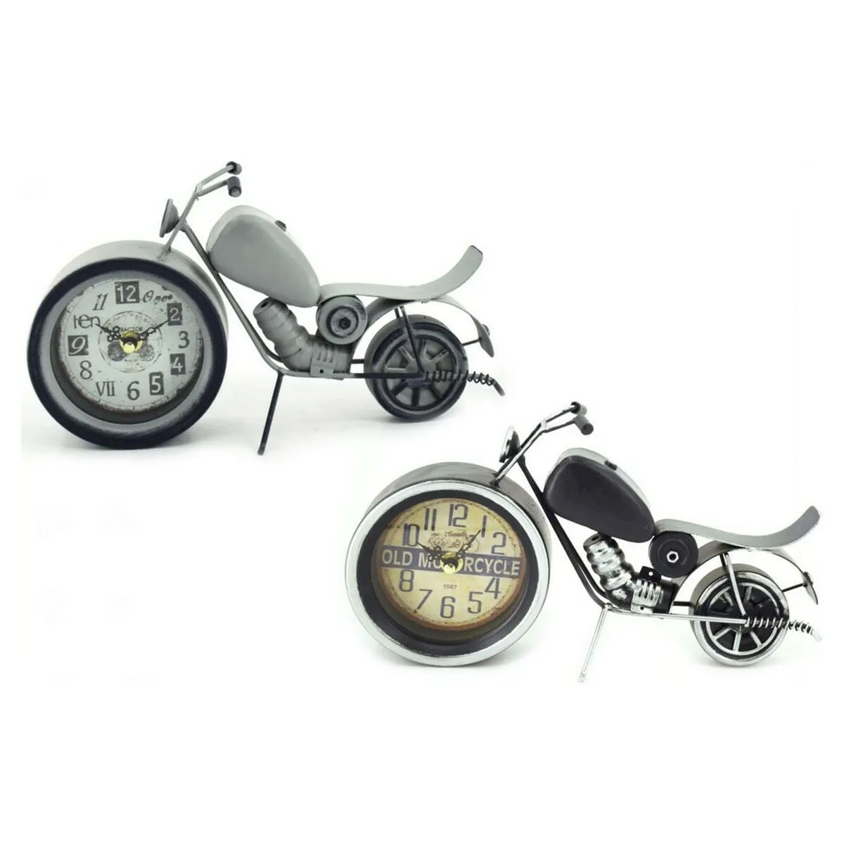 Orologio da Tavolo DKD Home Decor 29,5 x 7,5 x 17 cm Nero Grigio Moto Ferro Vintage (2 Unità)