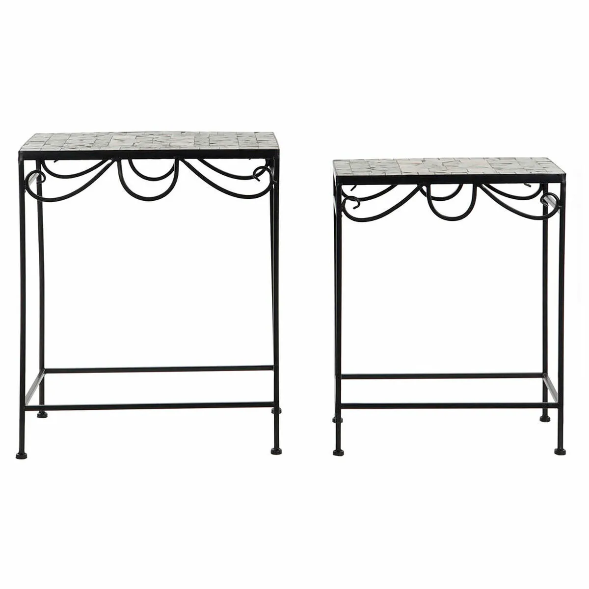 Set di 2 tavoli DKD Home Decor Nero Ceramica Forjare 48 x 30 x 58 cm (2 Unità)  