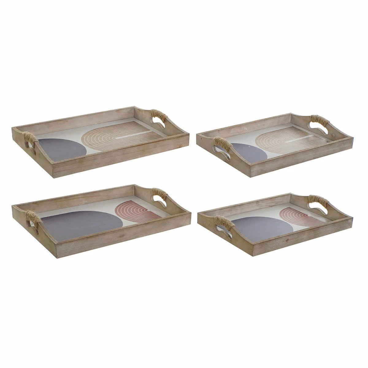 Vassoio DKD Home Decor 40,6 x 30 x 6 cm Beige Azzurro Legno MDF (2 Unità)