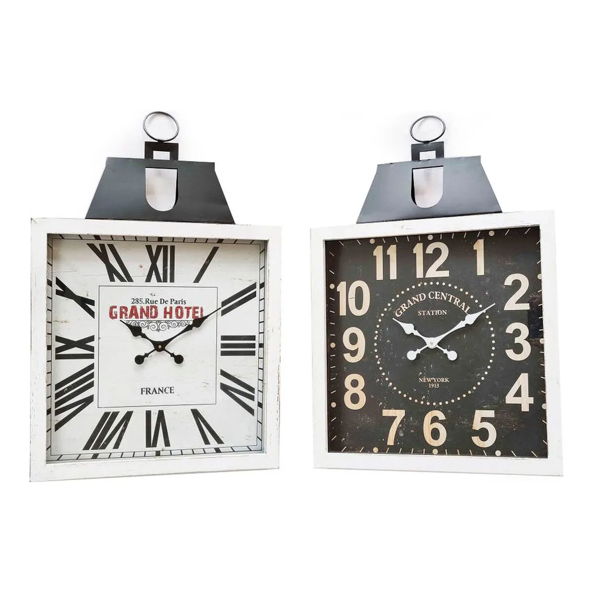 Orologio da Parete DKD Home Decor 60 x 6 x 89 cm Cristallo Nero Bianco Ferro Tradizionale Legno MDF (2 Unità)