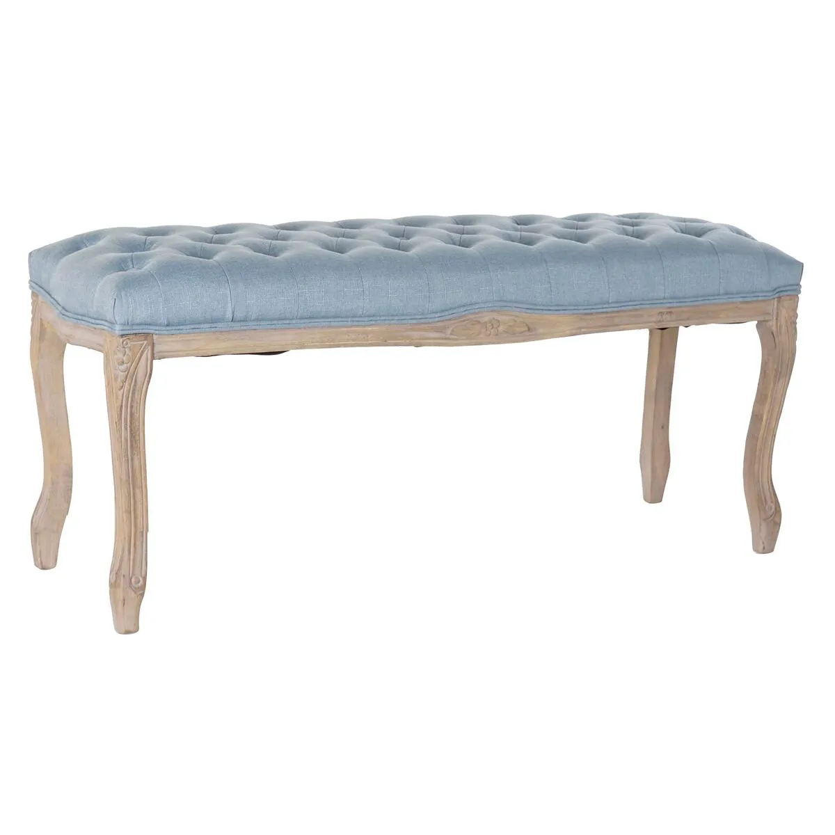 Panca DKD Home Decor   Azzurro Poliestere Legno d'albero della gomma Marrone Chiaro (110 x 37 x 48 cm)