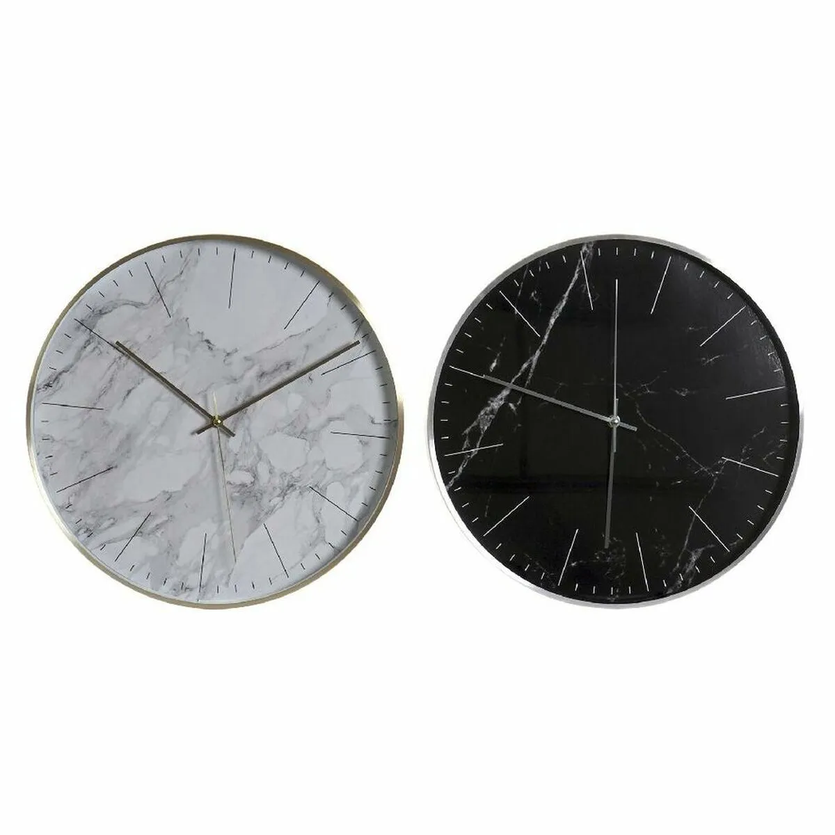 Orologio da Parete DKD Home Decor Nero 40 x 5 x 40 cm Alluminio Bianco Moderno (2 Unità)