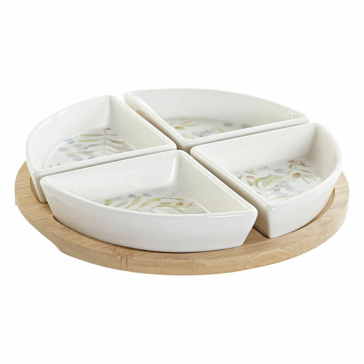 Set da Aperitivo DKD Home Decor Multicolore Naturale Bambù Plastica Gres Cottage 21,5 x 21,5 x 1 cm