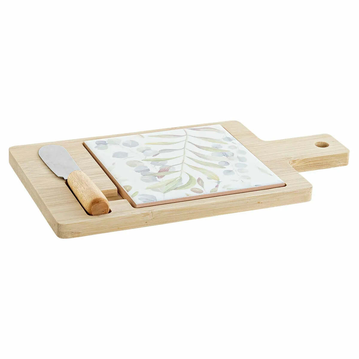 Set da Aperitivo DKD Home Decor Multicolore Naturale Bambù Alluminio Plastica Gres Cottage 21,5 x 11,8 x 1,5 cm