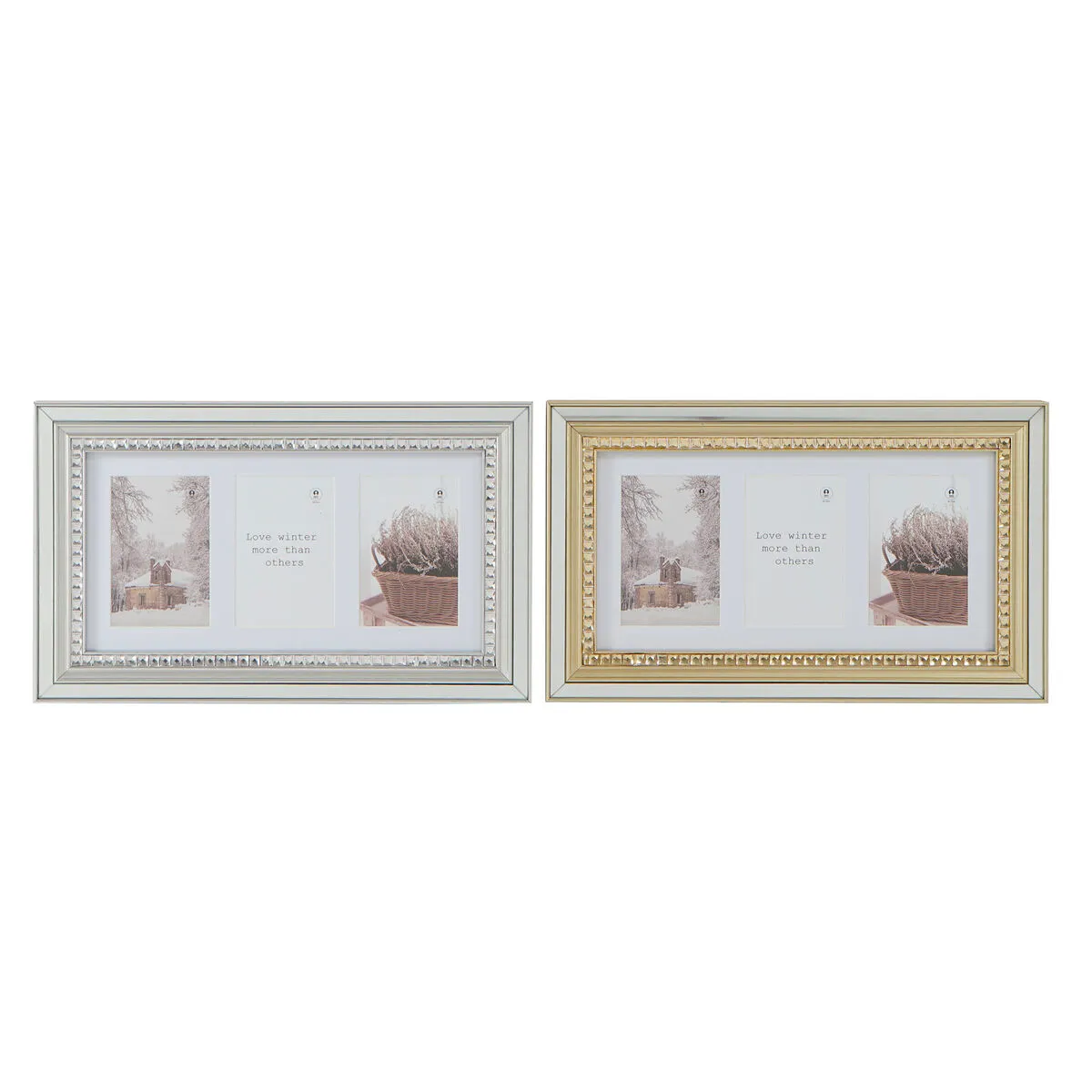 Cornice Portafoto DKD Home Decor Luxury Cristallo polistirene Dorato Argentato Tradizionale 46,5 x 2 x 28,5 cm (2 Unità)