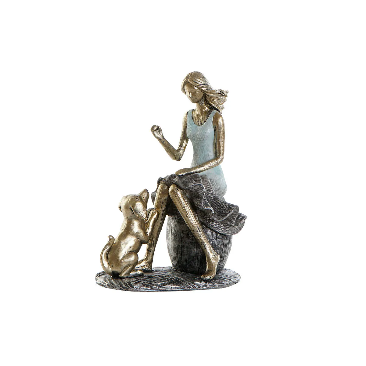 Statua Decorativa DKD Home Decor Azzurro Dorato Donna 13 x 8,5 x 17,5 cm