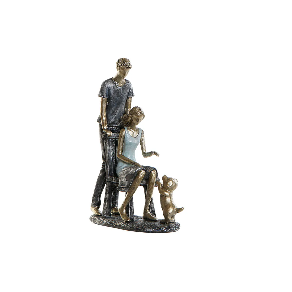 Statua Decorativa DKD Home Decor 17,5 x 7,5 x 24,5 cm Azzurro Dorato Coppia