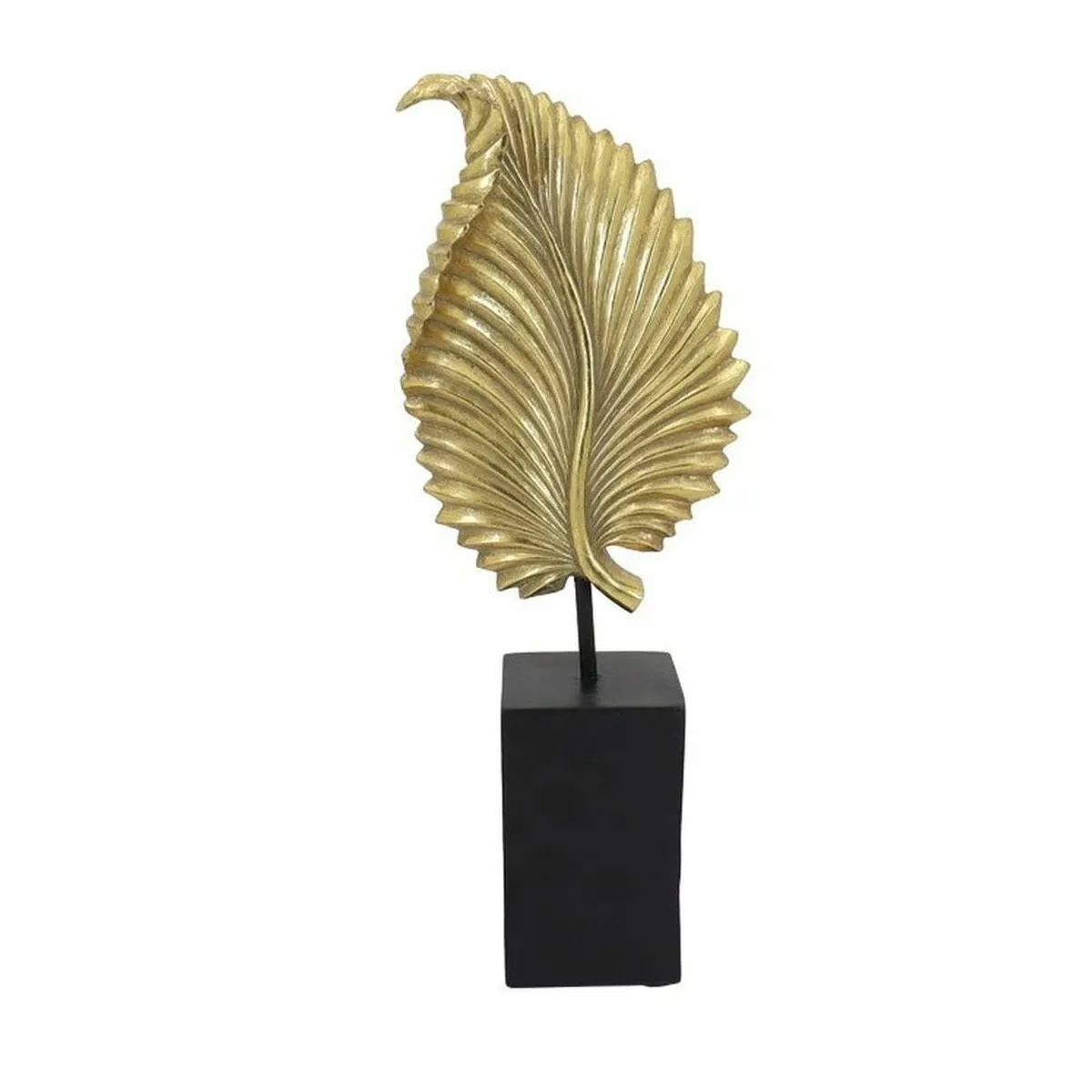 Statua Decorativa DKD Home Decor Nero Dorato Foglia della pianta 13,5 x 7 x 36 cm