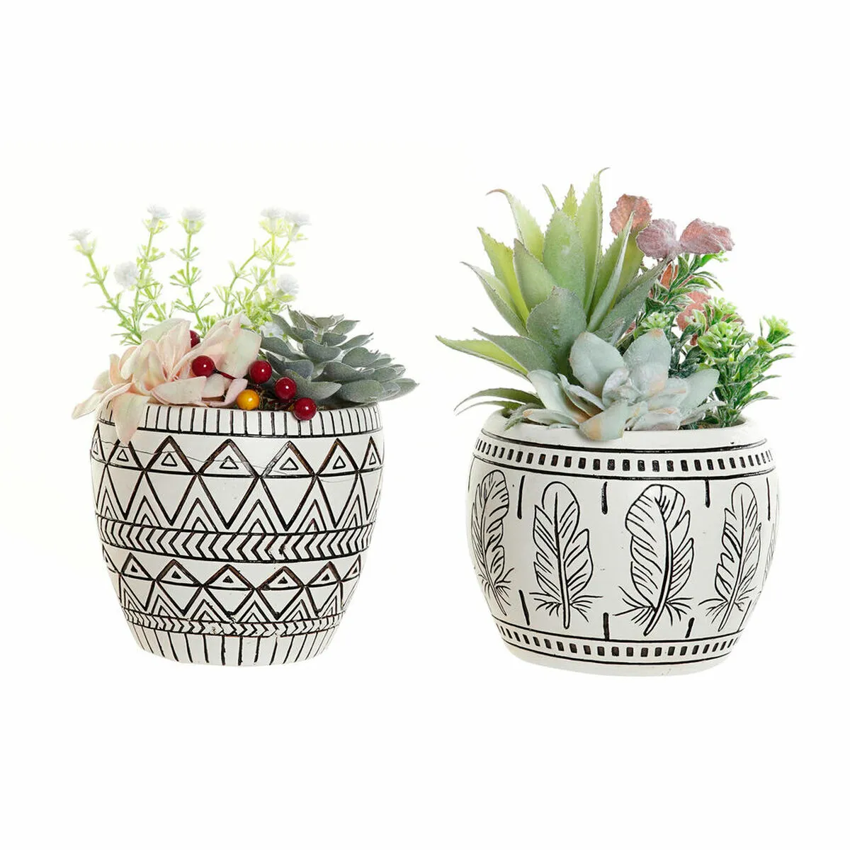 Pianta Decorativa DKD Home Decor Resina Polietilene Cactus 12 x 12 x 18 cm (2 Unità)