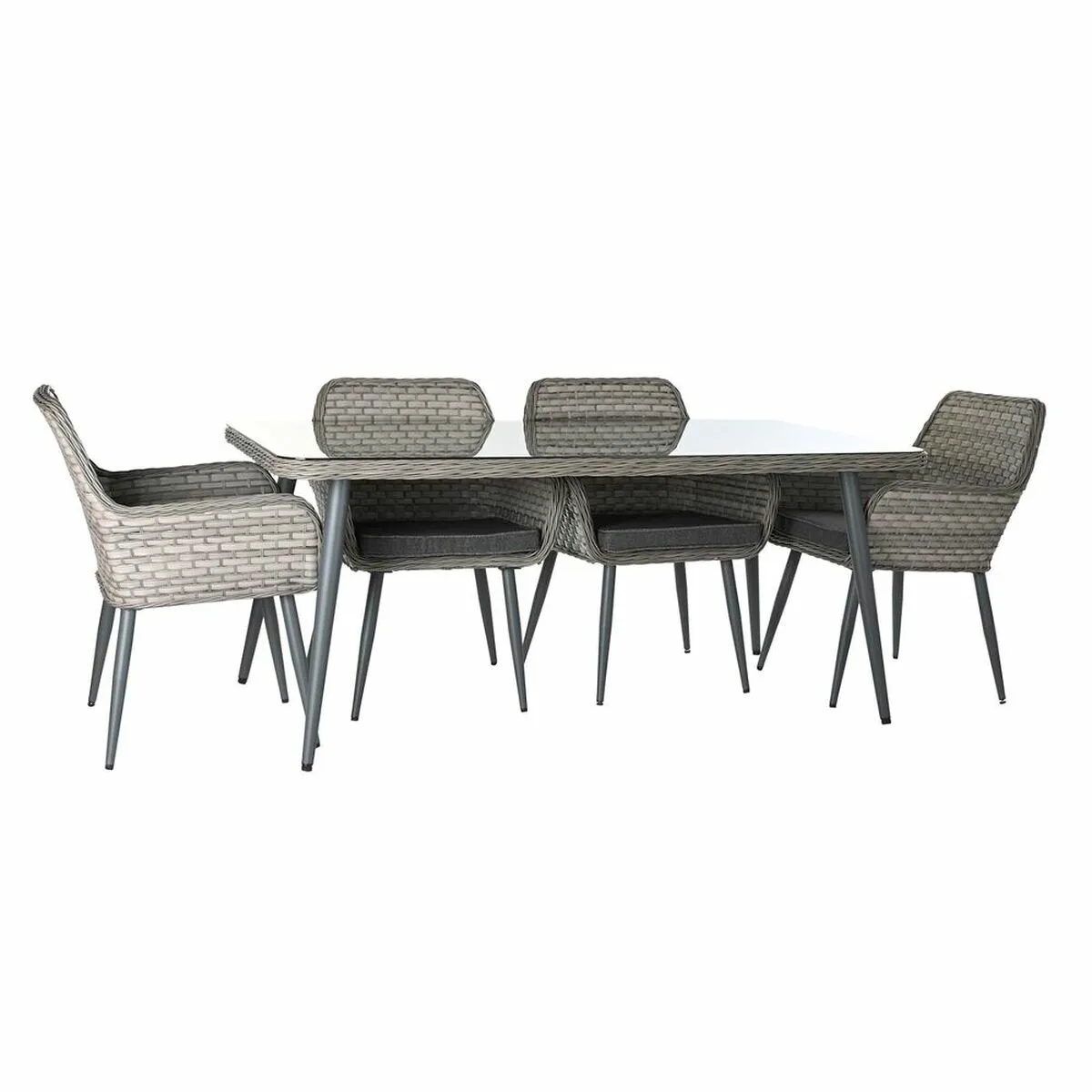 Set di 3 tavoli DKD Home Decor 166 x 92 x 72 cm Cristallo rattan sintetico Acciaio 83 cm (166 x 92 x 72 cm)