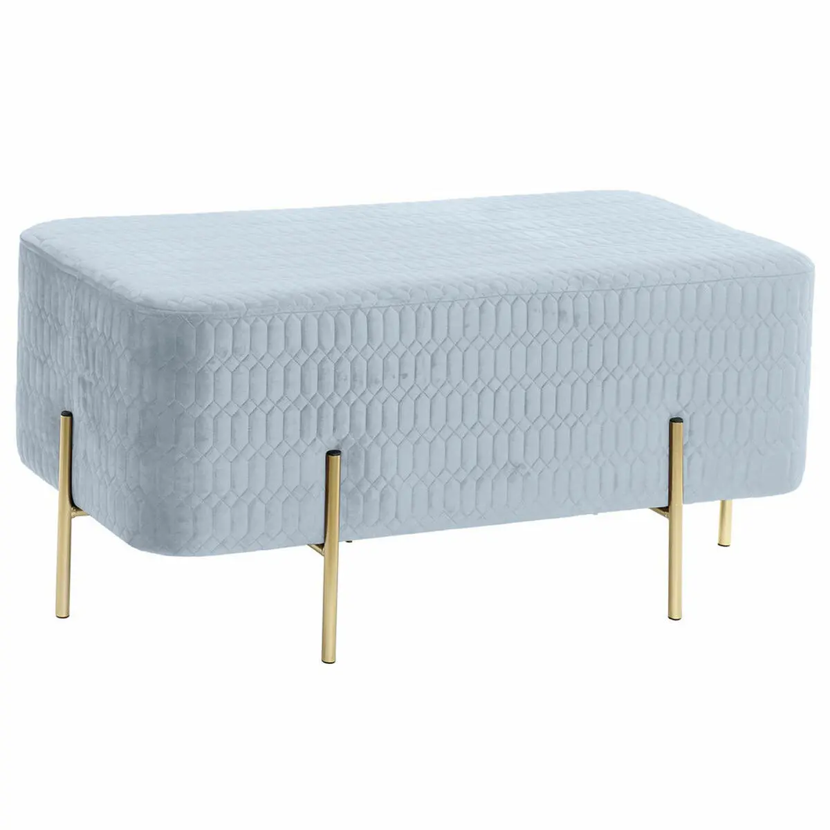 Panca DKD Home Decor   Dorato Metallo Poliestere Blu cielo Spugna (91 x 46,5 x 42 cm)