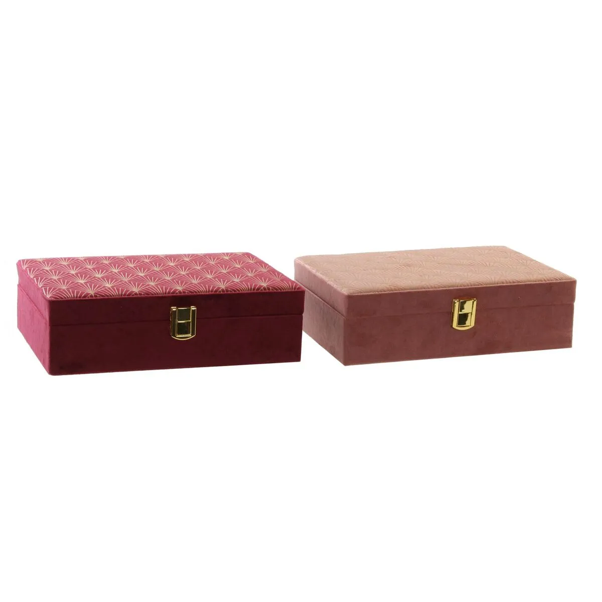 Scatola-Portagioie DKD Home Decor Legno Viola Rosa 24 x 16 x 7 cm (2 Unità)