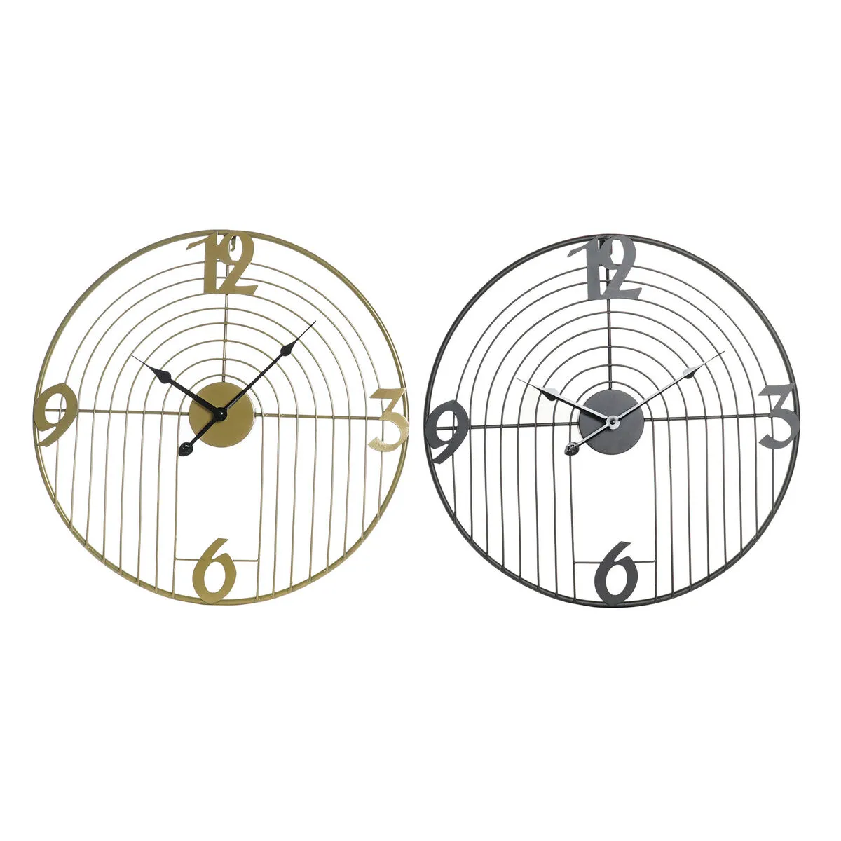 Orologio da Parete DKD Home Decor Nero Dorato Metallo Moderno 45 x 3 x 45 cm (2 Unità)