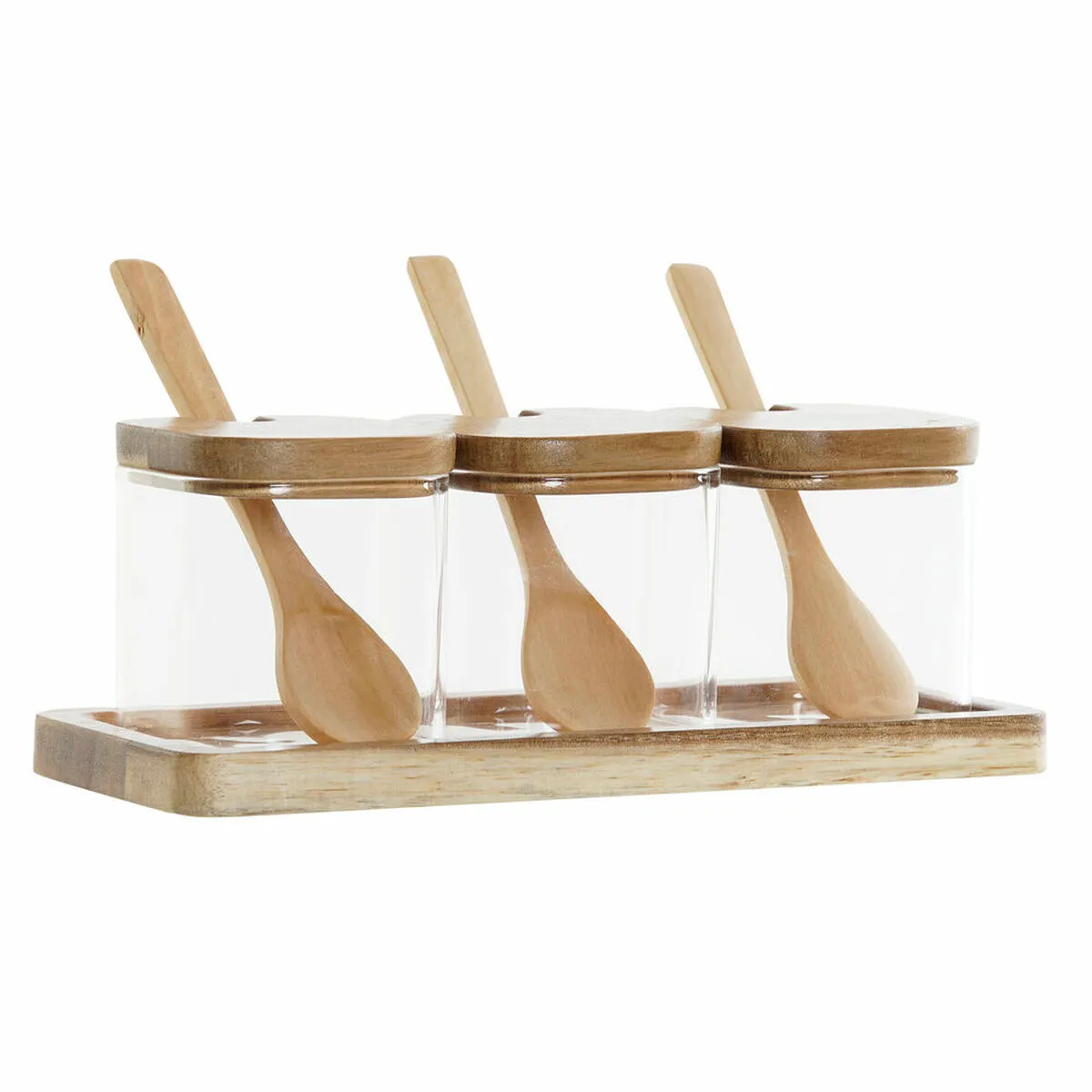 Set di 3 Barattoli DKD Home Decor Multicolore Trasparente Naturale 150 ml 20,5 x 8 x 1,5 cm