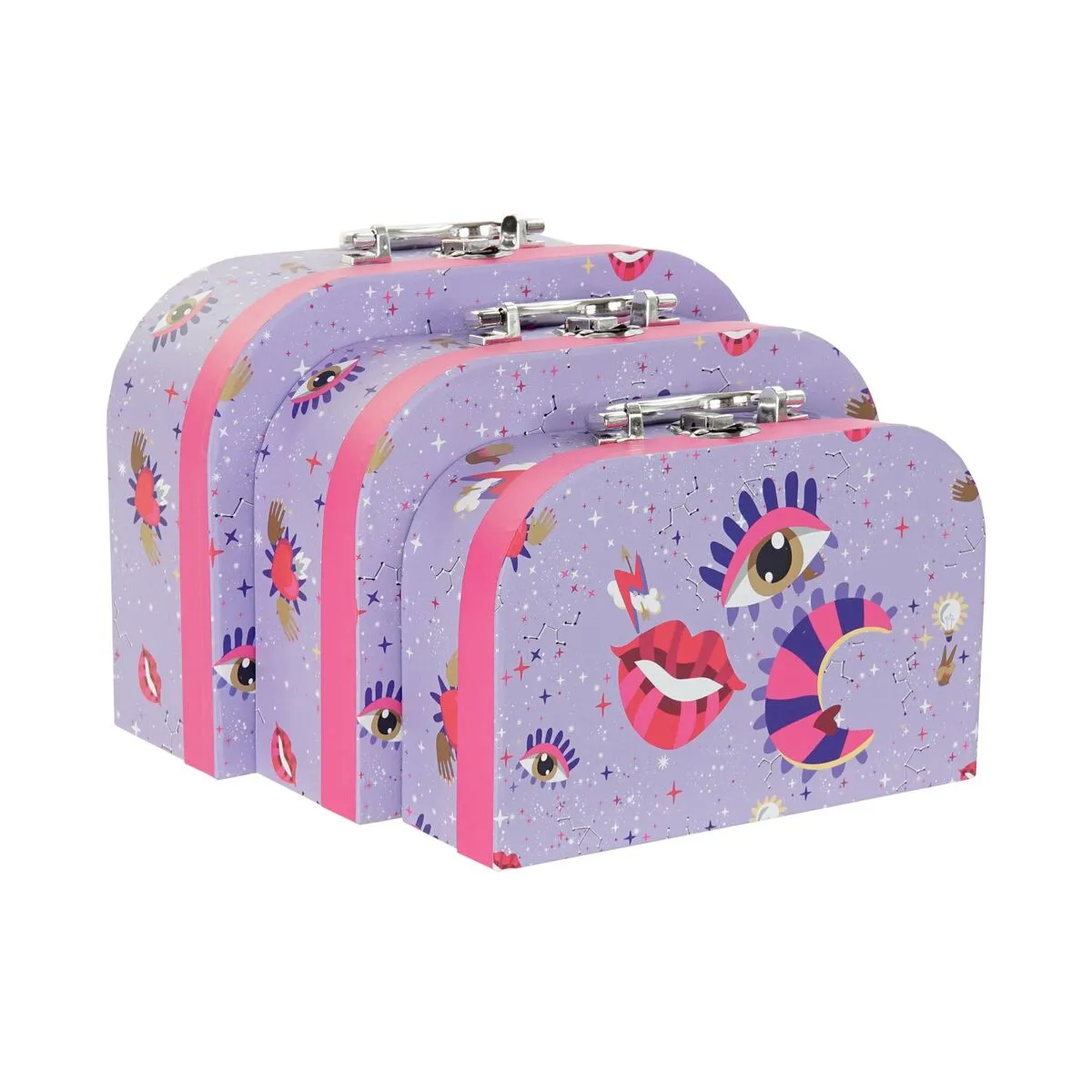 Set di Scatole Decorative DKD Home Decor Lilla Metallo Cartone 28 x 9,5 x 20 cm