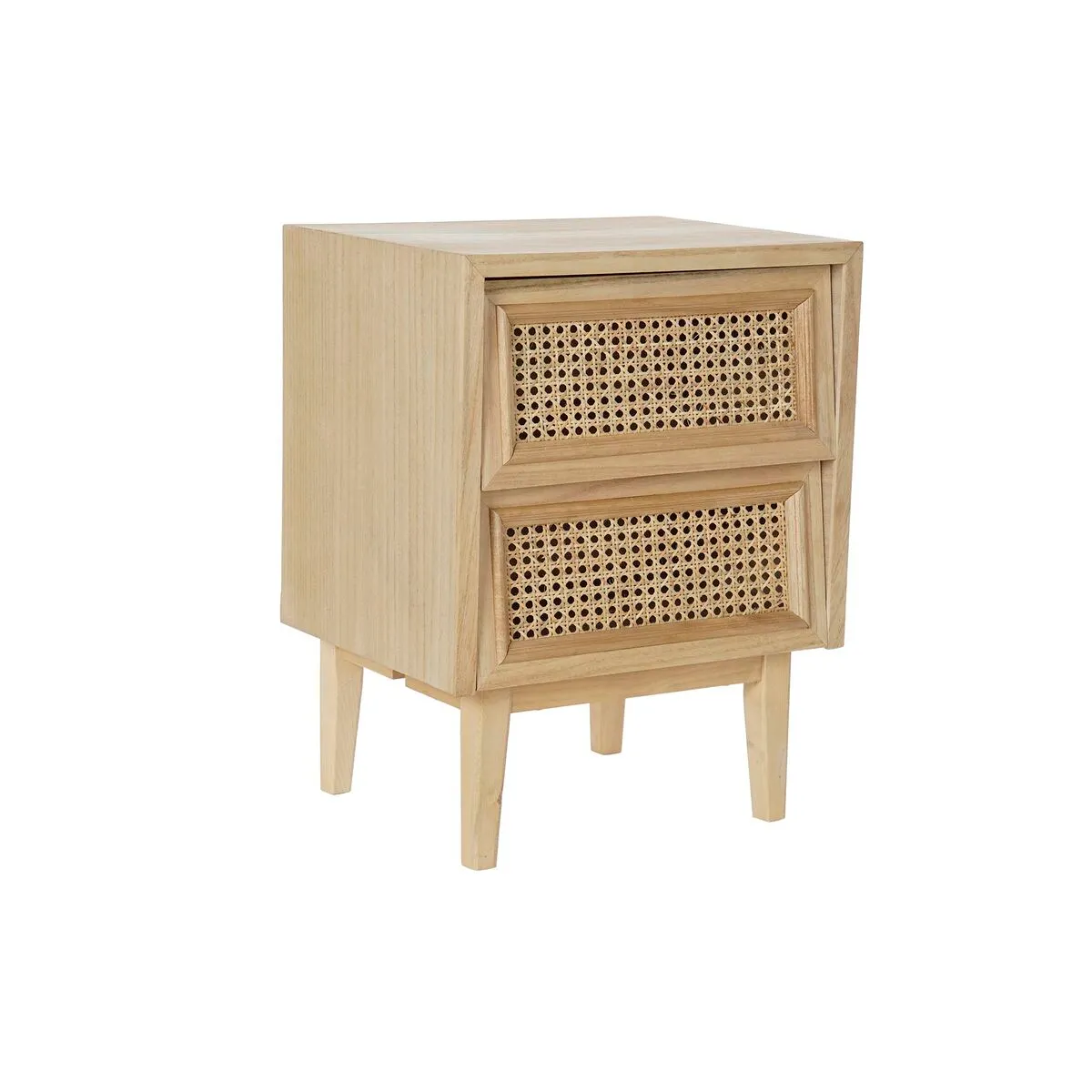 Comodino DKD Home Decor Naturale Rattan Legno di  paulownia (43 x 33,7 x 56 cm)