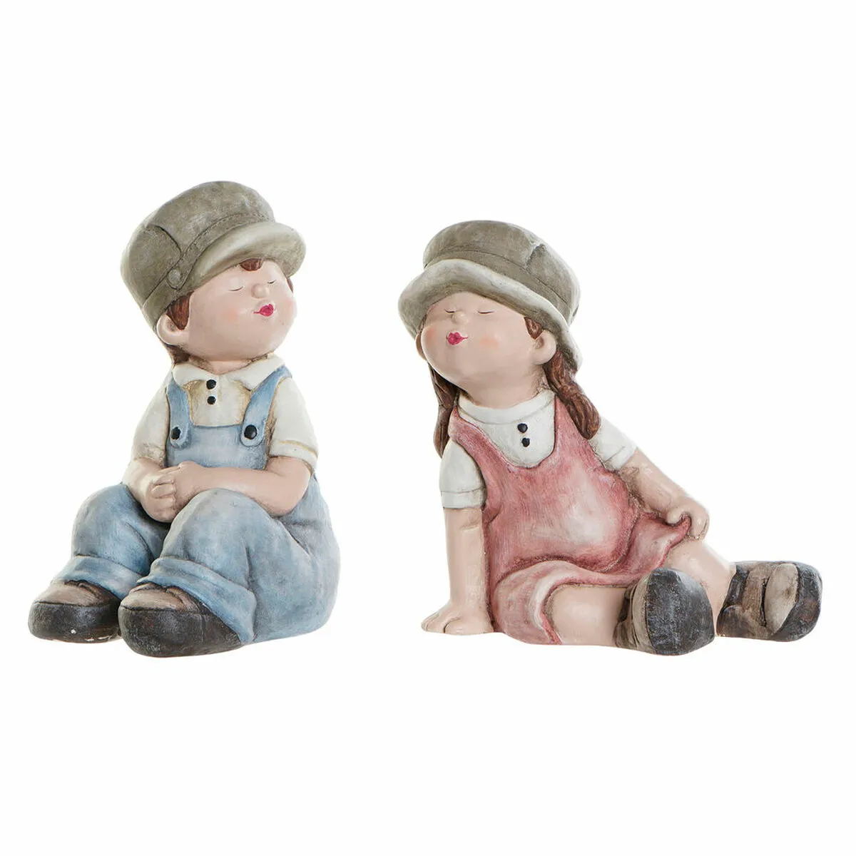 Statua Decorativa DKD Home Decor 24 x 35 x 36 cm Azzurro Rosa Bambini (2 Unità)