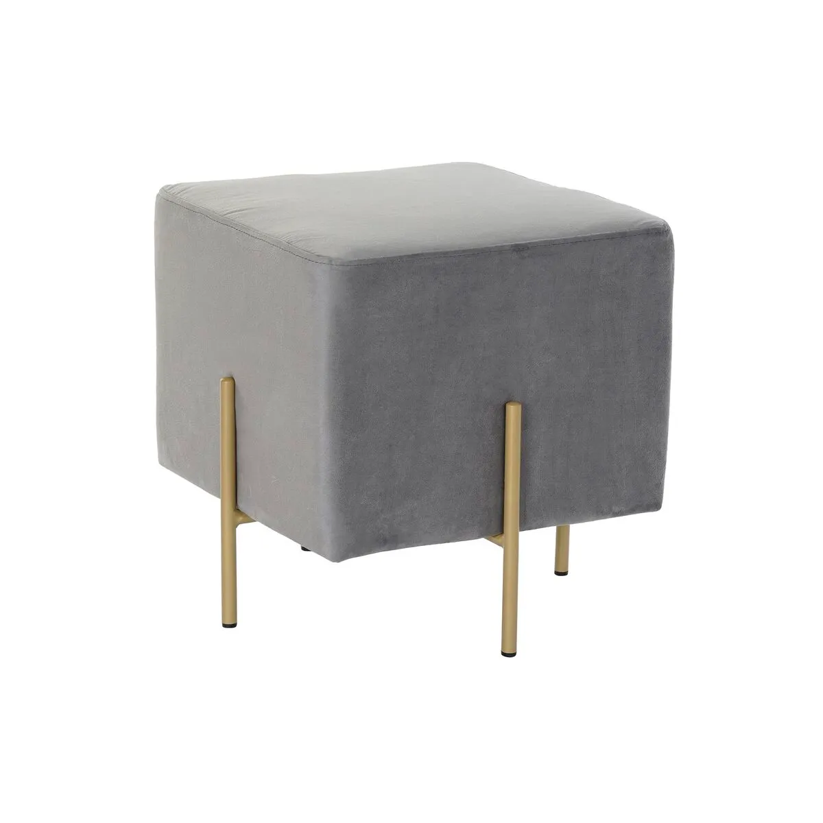 Poggiapiedi DKD Home Decor Scandi Grigio Dorato Metallo Velluto 42 x 42 x 45 cm