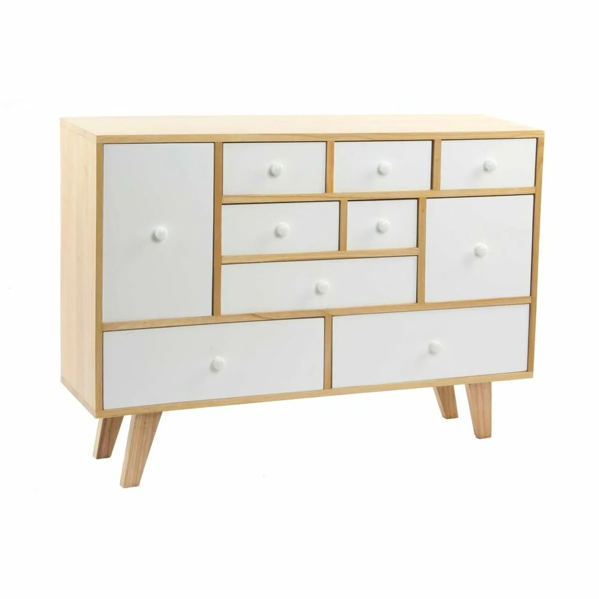 Credenza DKD Home Decor   Bianco Naturale Legno Legno di paulownia 95 x 25 x 67,5 cm