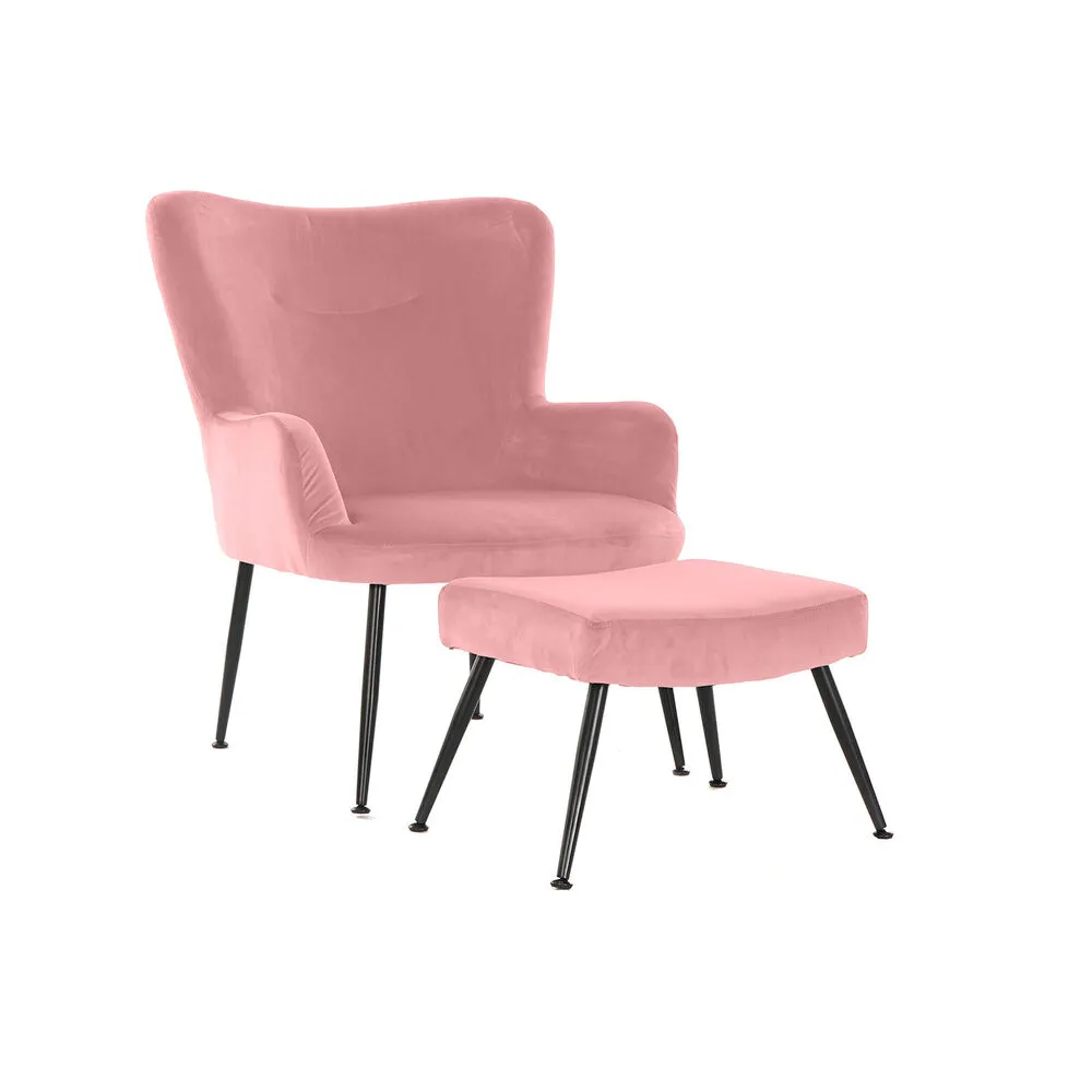 Poltrona DKD Home Decor S3023869 Nero Rosa Metallo Plastica Velluto Moderno 70 x 60 x 84 cm