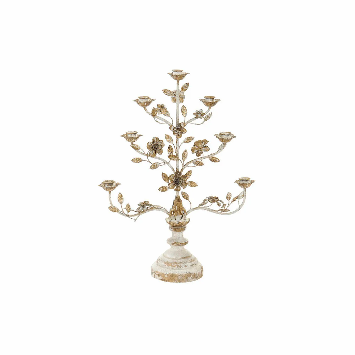 Candelabro Rotondo con Supporto DKD Home Decor 61 x 21 x 83,5 cm Beige Metallo Fiori