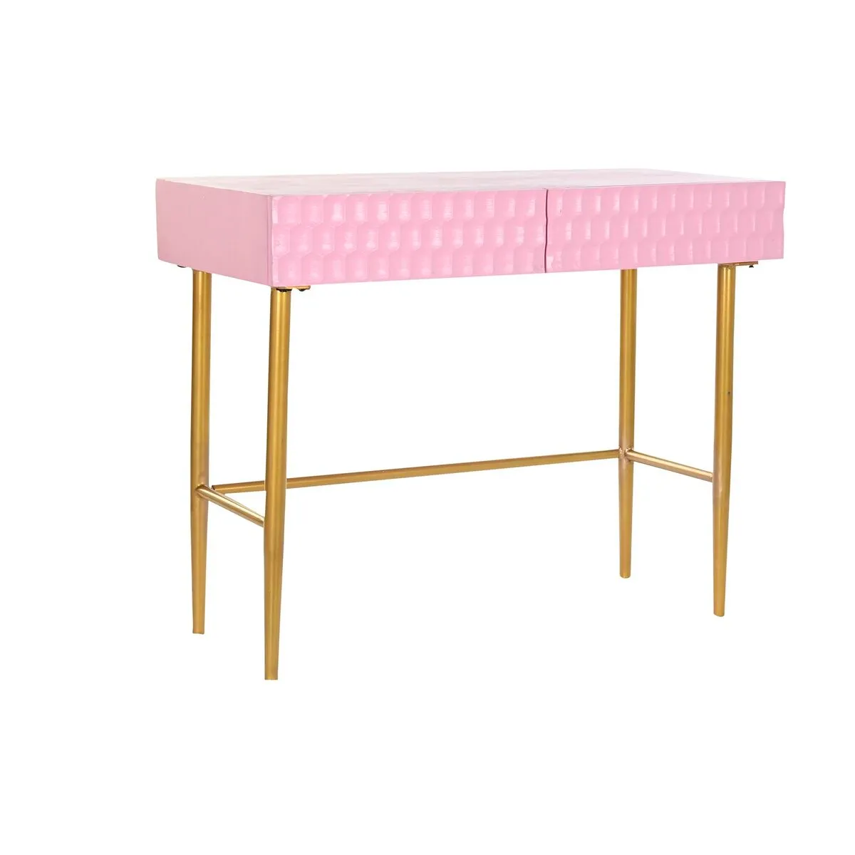 Ingresso DKD Home Decor Rosa Dorato Metallo Legno di mango Moderno (90 x 45 x 74 cm)