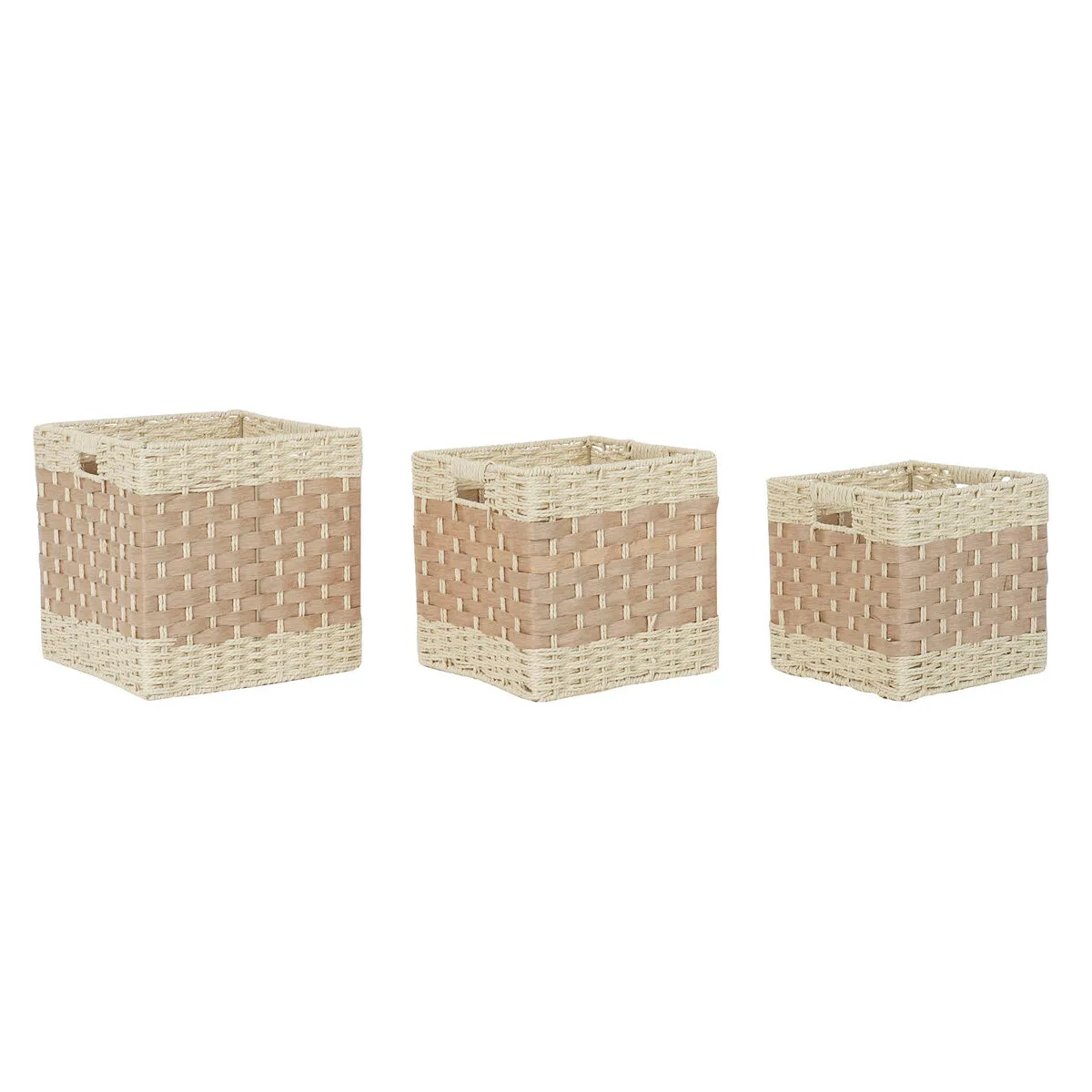 Set di Cestini DKD Home Decor Metallo Fibra Cottage (30 x 30 x 30 cm)