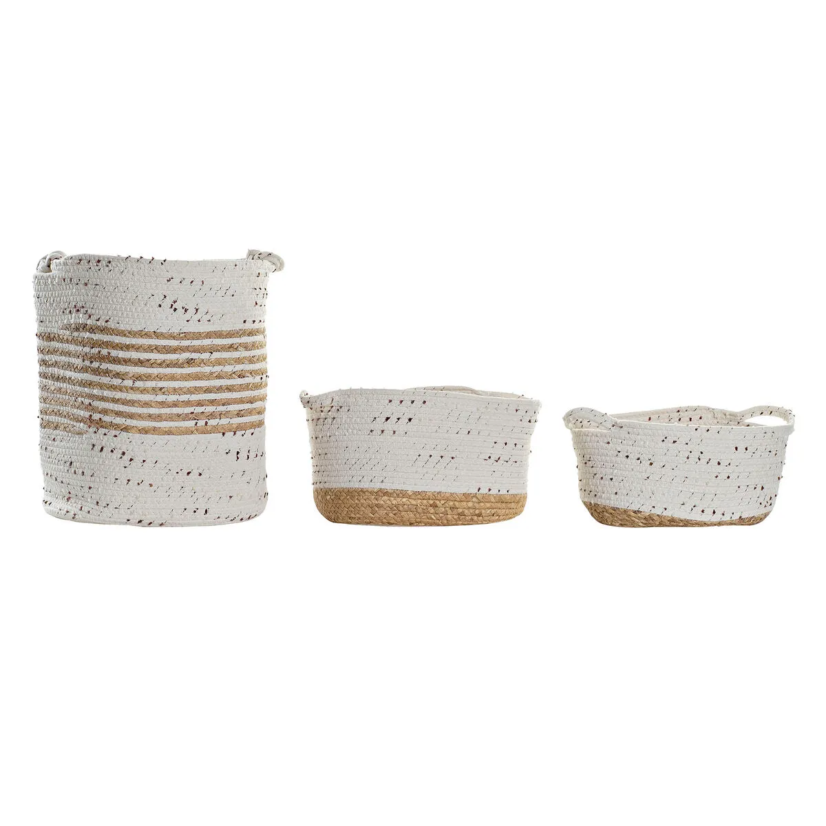 Set di Cestini DKD Home Decor Cotone Boho Juncus (36 x 26 x 42 cm) (3 Pezzi)