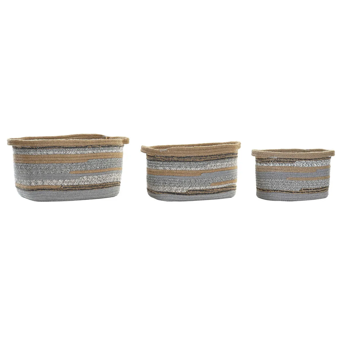 Set di Cestini DKD Home Decor Cotone Iuta (34 x 25 x 22 cm)