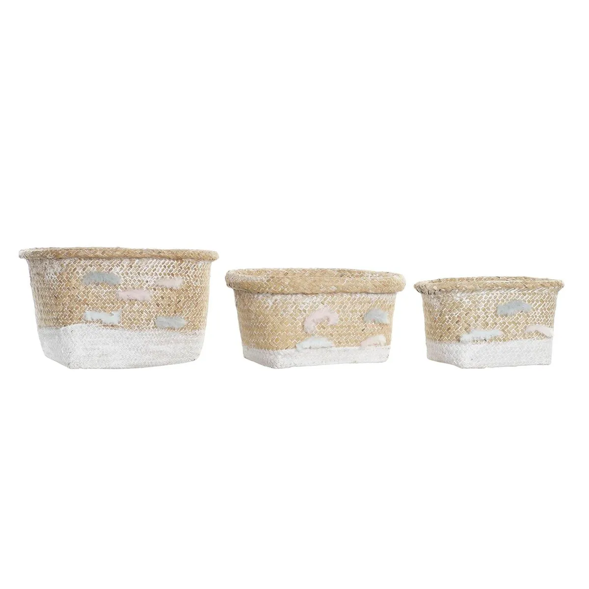 Set di Cestini DKD Home Decor Poliestere Fibra (34 x 26 x 18 cm)