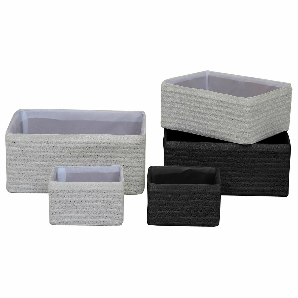 Set di Cestini DKD Home Decor 41 x 30 x 18 cm Nero Bianco polipropilene