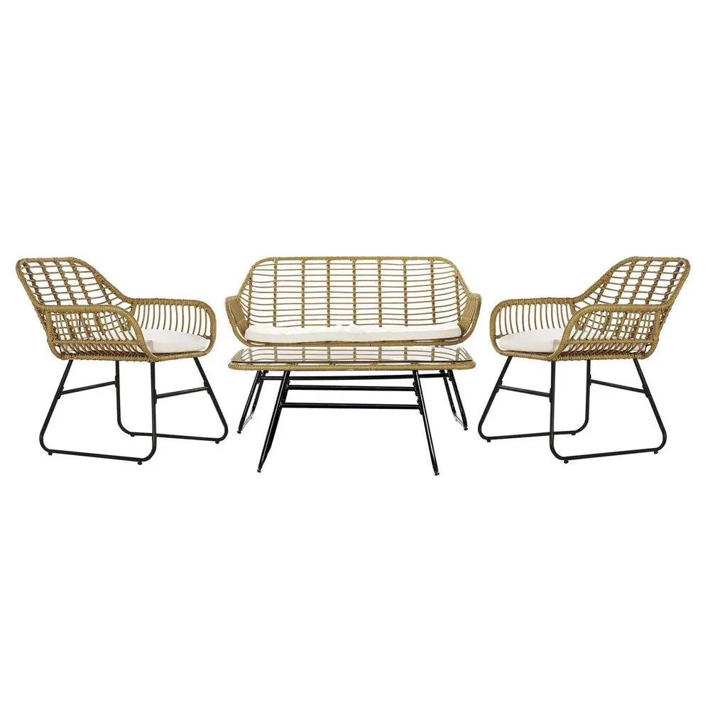 Divano da Giardino DKD Home Decor Marrone Metallo Poliestere rattan sintetico (124 x 74 x 84 cm)  