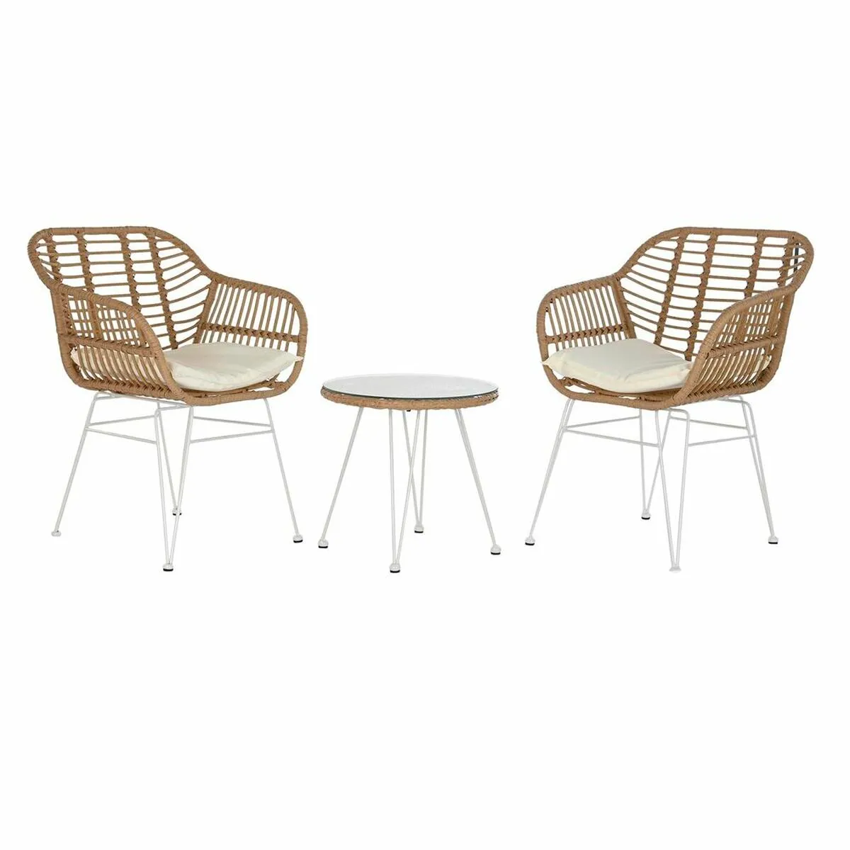 Gabbia DKD Home Decor Cristallo Metallo Poliestere rattan sintetico Rattan Giardino (56 x 57,5 x 82 cm)  