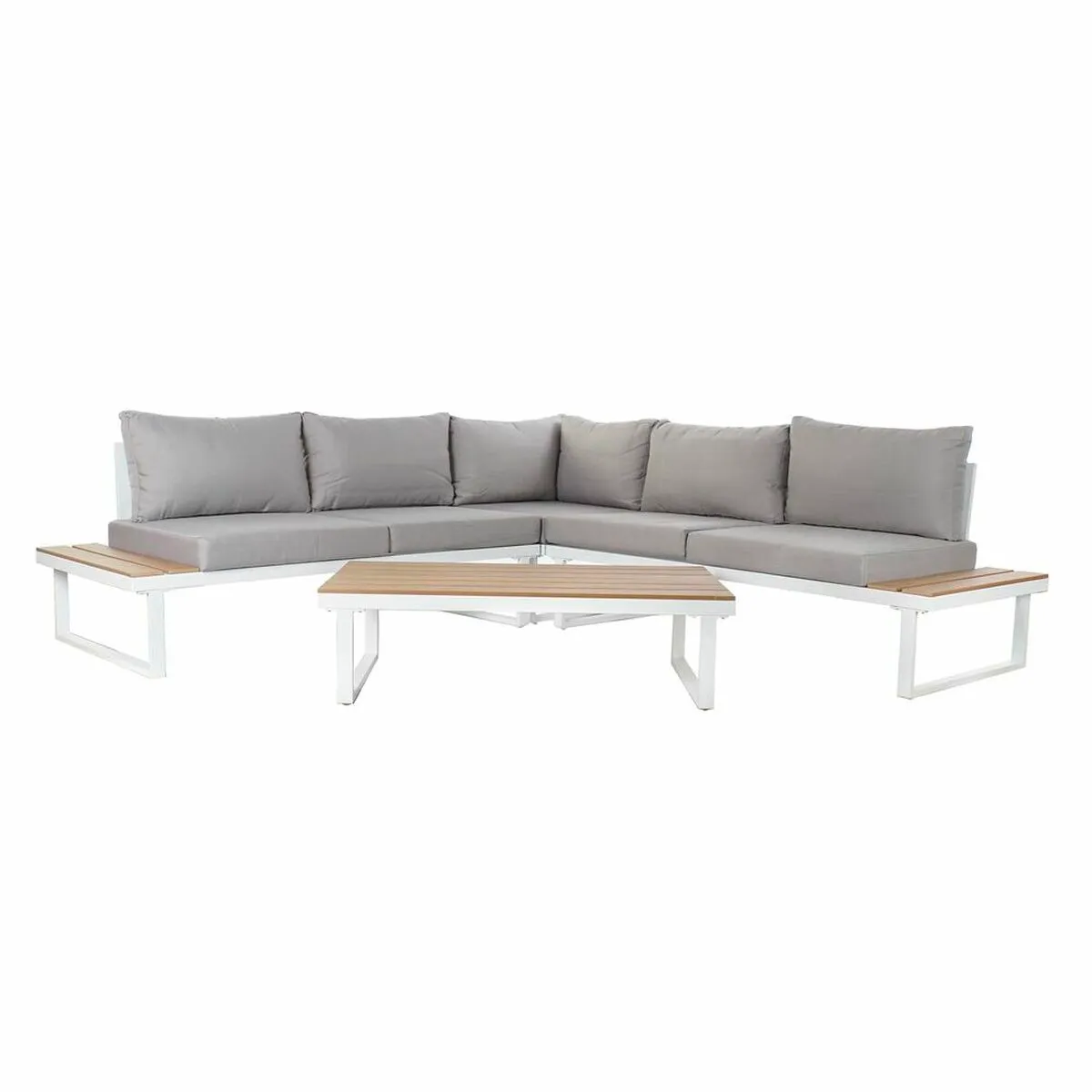 Divano da Giardino DKD Home Decor Grigio Resina Acciaio 231 x 219 x 74 cm 231 x 231 x 74 cm  