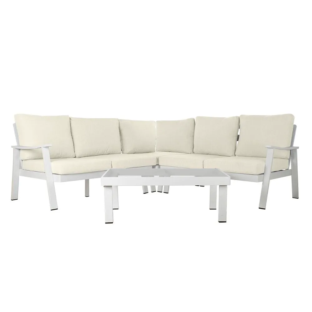 Divano da Giardino DKD Home Decor Bianco Alluminio Cristallo 86 cm 212 x 212 x 86 cm  