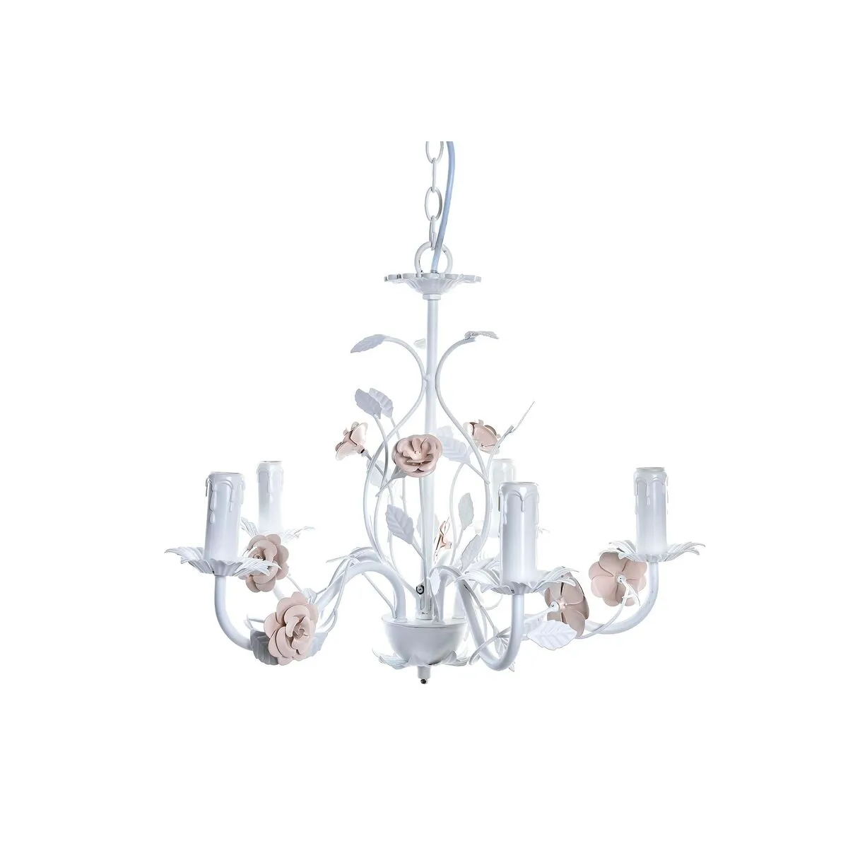 Lampadario DKD Home Decor 25W Rosa Bianco 220 V (49 x 47 x 37 cm)