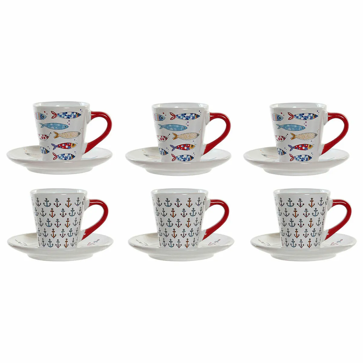 Set di Tazze da Caffè DKD Home Decor Metallo Multicolore Gres 130 ml