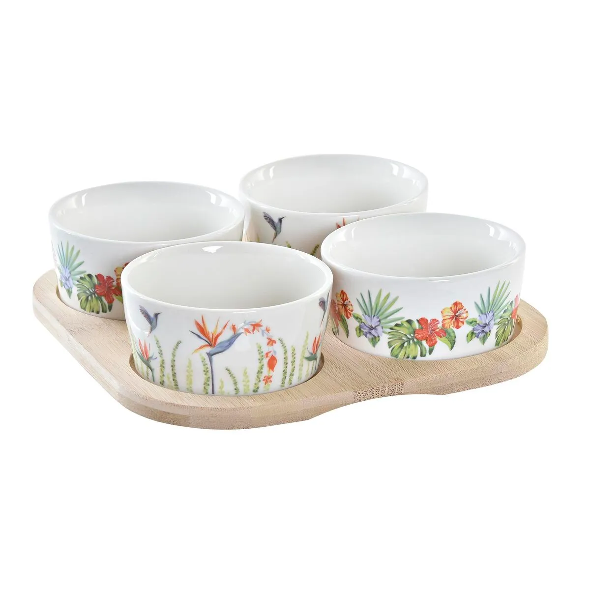 Set da Aperitivo DKD Home Decor Multicolore Naturale Bambù Plastica Gres Tropicale 19,7 x 19,7 x 1 cm (5 pcs)