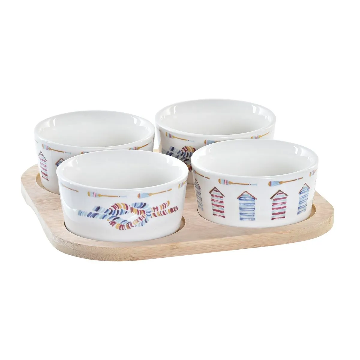 Set da Aperitivo DKD Home Decor Azzurro Naturale Bambù Gres Mediterraneo 19,7 x 19,7 x 1 cm (5 pcs)